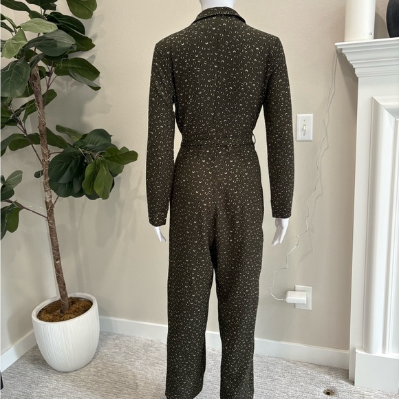 Nasty Gal Long Sleeve Collared Wide Leg Jumpsuit Size 8 Dot Patterned One Piece - Picture 7 of 12